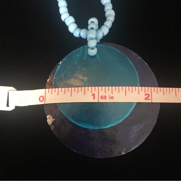 Blue and Teal Double Circle Pendant Necklace - Picture 8 of 8